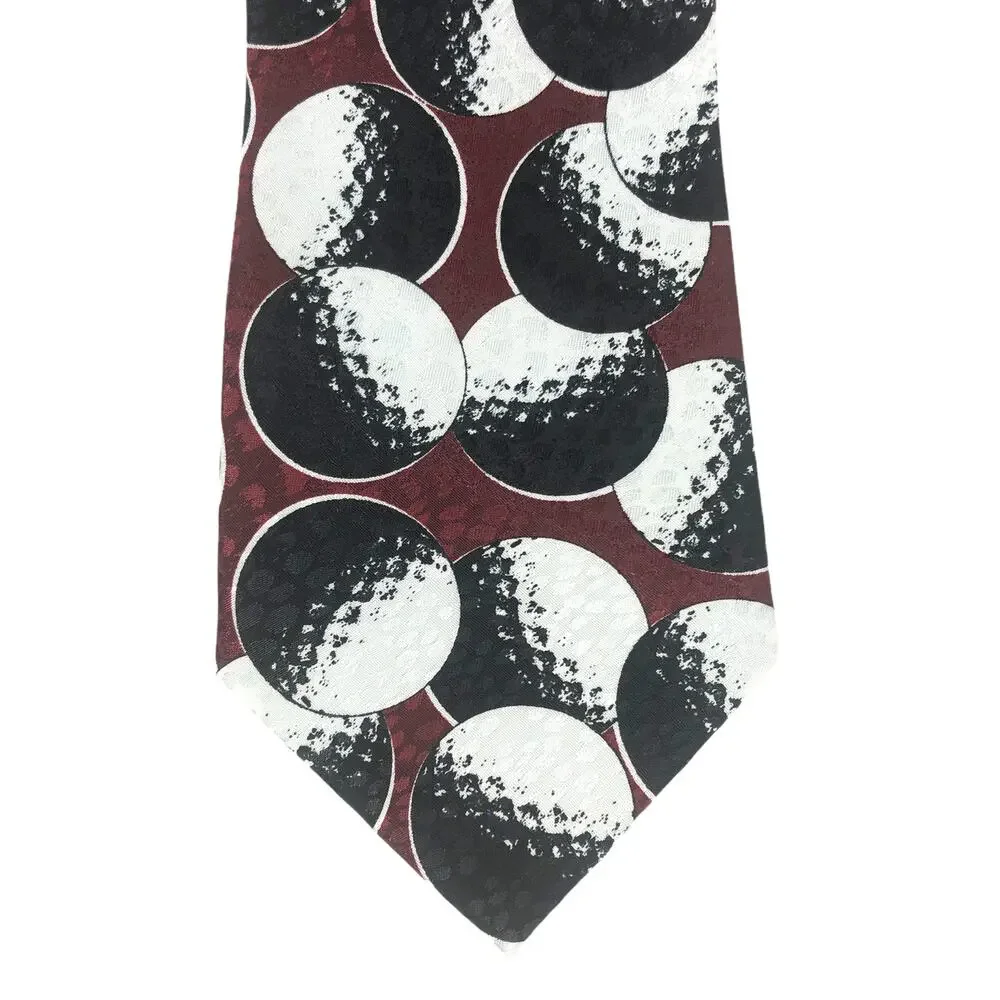 Burgundy, Black, and White Golf Ball Tie